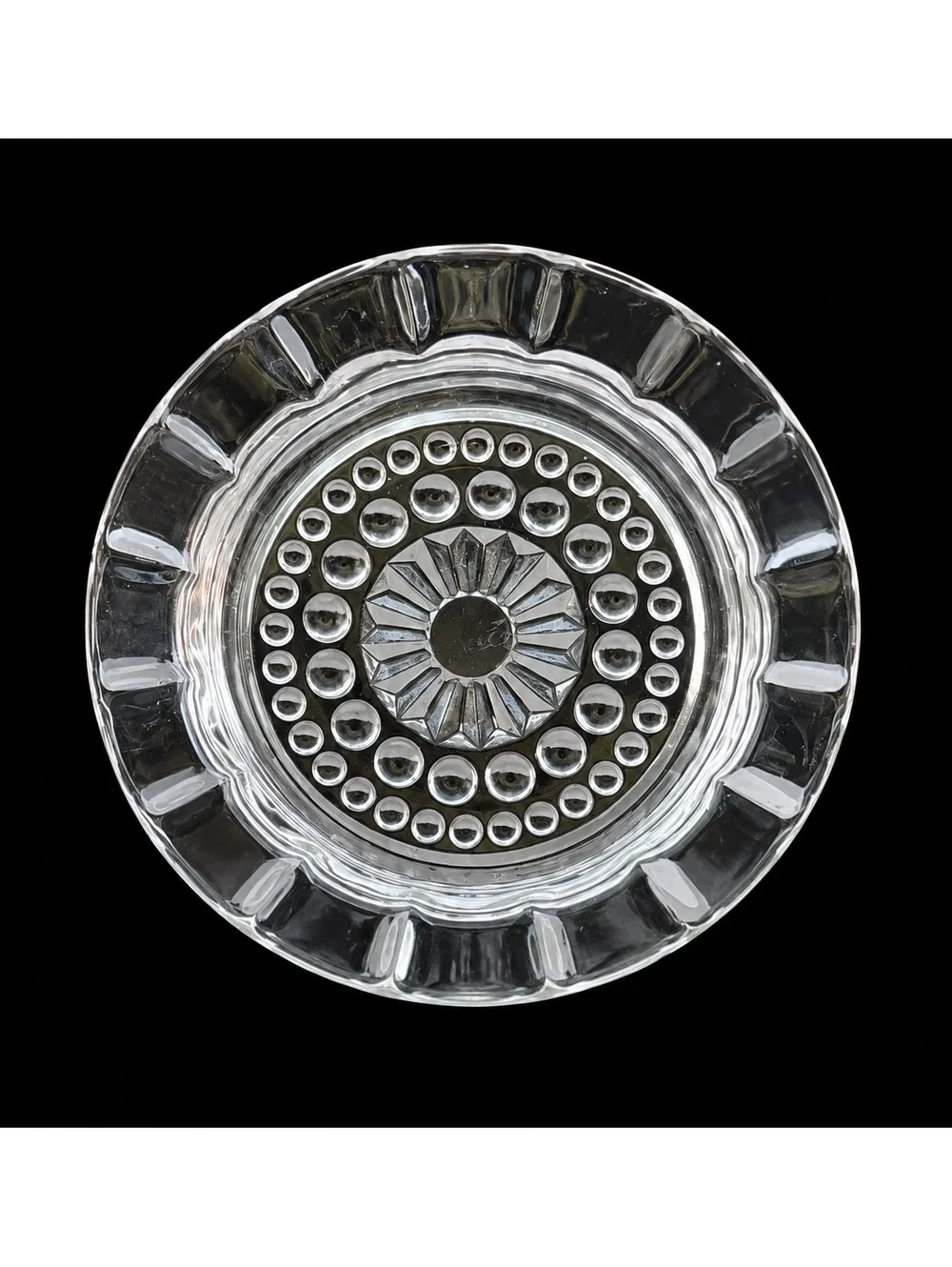 Set of 6 Vintage Federal Glass Hobnail Coasters with Decorative Pattern